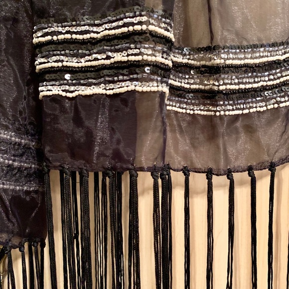 Black Beaded Evening Wrap - Picture 2 of 3